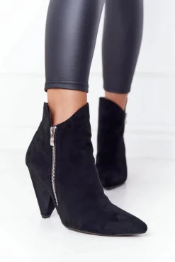 Asymetryczne Botki Na Obcasie Lu Boo Czarne