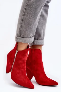Asymetryczne Botki Na Obcasie Lu Boo Czerwone