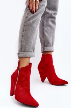 Asymetryczne Botki Na Obcasie Lu Boo Czerwone
