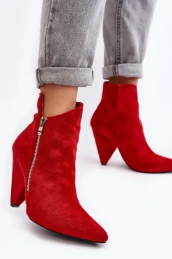 Asymetryczne Botki Na Obcasie Lu Boo Czerwone