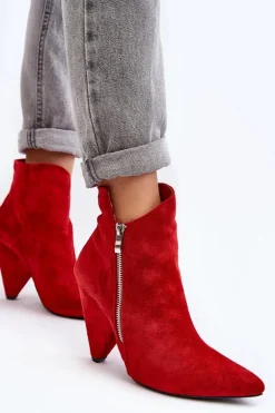 Asymetryczne Botki Na Obcasie Lu Boo Czerwone