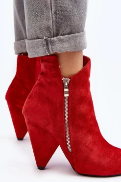 Asymetryczne Botki Na Obcasie Lu Boo Czerwone