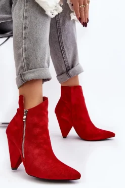 Asymetryczne Botki Na Obcasie Lu Boo Czerwone