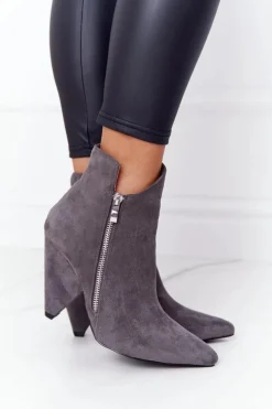 Asymetryczne Botki Na Obcasie Lu Boo Szare