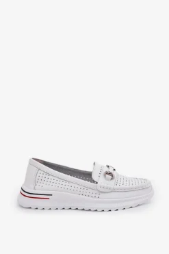 Ażurowe Baleriny Z Naturalnej Skóry Vinceza 95331 Białe