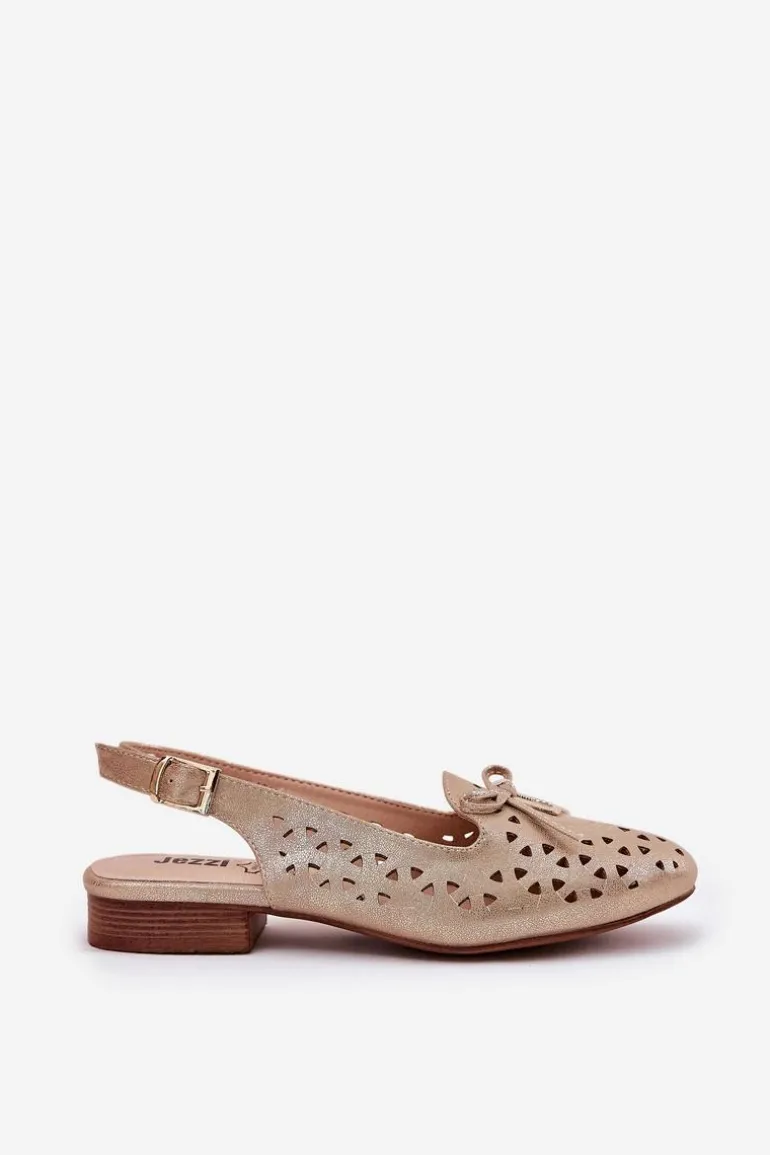 Ażurowe Baleriny Z Odkrytą Piętą Złote Navinnia