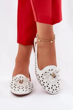 Ażurowe Baleriny Z Odkrytą Piętą Białe Navinnia