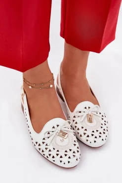 Ażurowe Baleriny Z Odkrytą Piętą Białe Navinnia