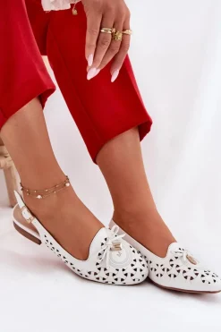 Ażurowe Baleriny Z Odkrytą Piętą Białe Navinnia