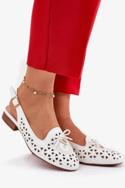 Ażurowe Baleriny Z Odkrytą Piętą Białe Navinnia