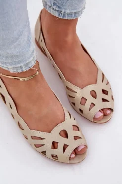 Ażurowe Baleriny Z Odkrytymi Palcami Złote Calgis