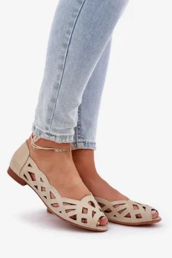 Ażurowe Baleriny Z Odkrytymi Palcami Złote Calgis