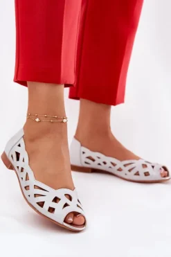 Ażurowe Baleriny Z Odkrytymi Palcami Srebrne Calgis