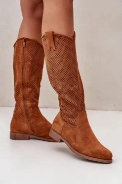 Ażurowe Kozaki Damskie Camel S.Barski HY42-139