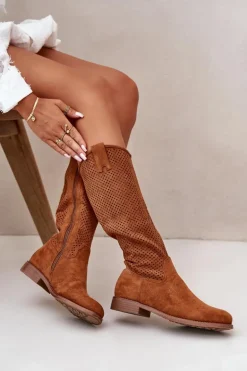 Ażurowe Kozaki Damskie Camel S.Barski HY42-139