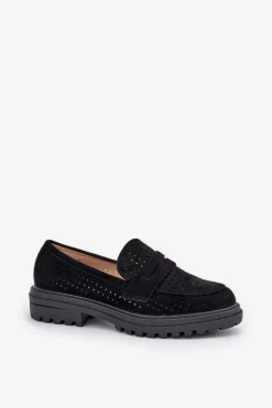Ażurowe Mokasyny Na Płaskim Obcasie Czarne Inestelle