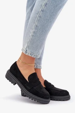 Ażurowe Mokasyny Na Płaskim Obcasie Czarne Inestelle