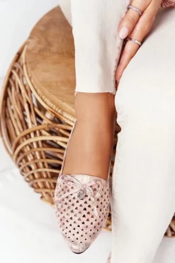 Ażurowe Mokasyny Na Złotym Obcasie Vinceza 21-10602 Multikolor