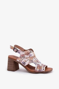 Ażurowe Sandały Damskie Na Słupku Multikolor Tosine