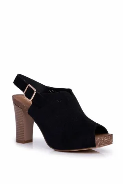 Ażurowe Sandały Na Słupku Sergio Leone SK855 Czarne