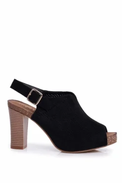 Ażurowe Sandały Na Słupku Sergio Leone SK855 Czarne