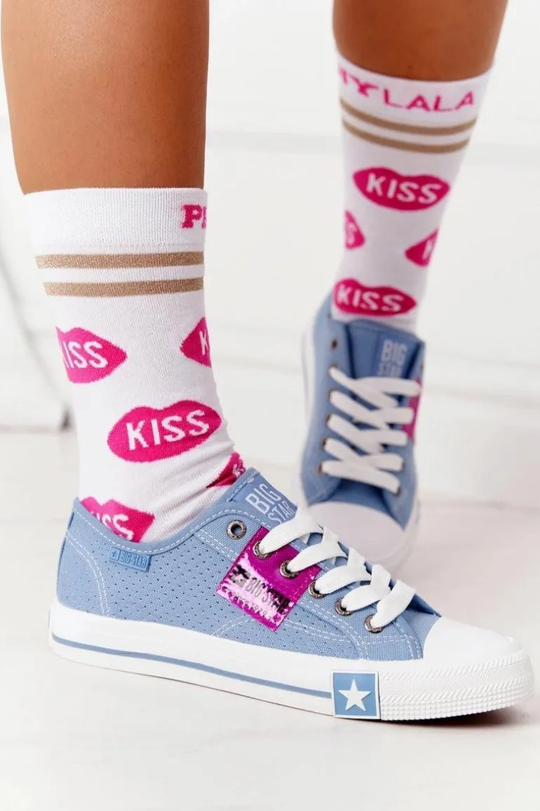 Ażurowe Trampki Damskie BIG STAR FF274037 Niebieskie