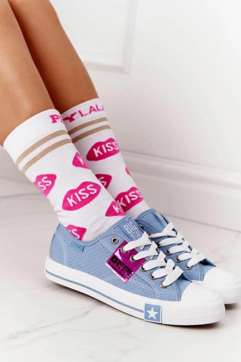 Ażurowe Trampki Damskie BIG STAR FF274037 Niebieskie