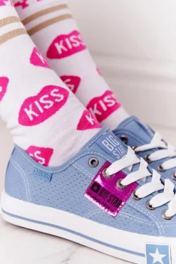 Ażurowe Trampki Damskie BIG STAR FF274037 Niebieskie