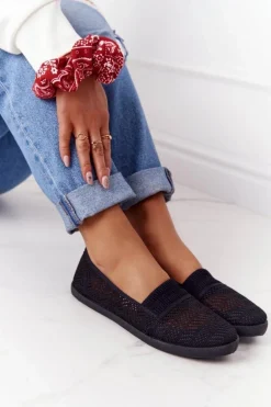 Ażurowe Wsuwane Tenisówki Slip-On Czarne Chillout
