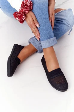 Ażurowe Wsuwane Tenisówki Slip-On Czarne Chillout
