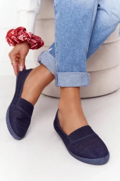 Ażurowe Wsuwane Tenisówki Slip-On Granatowe Chillout