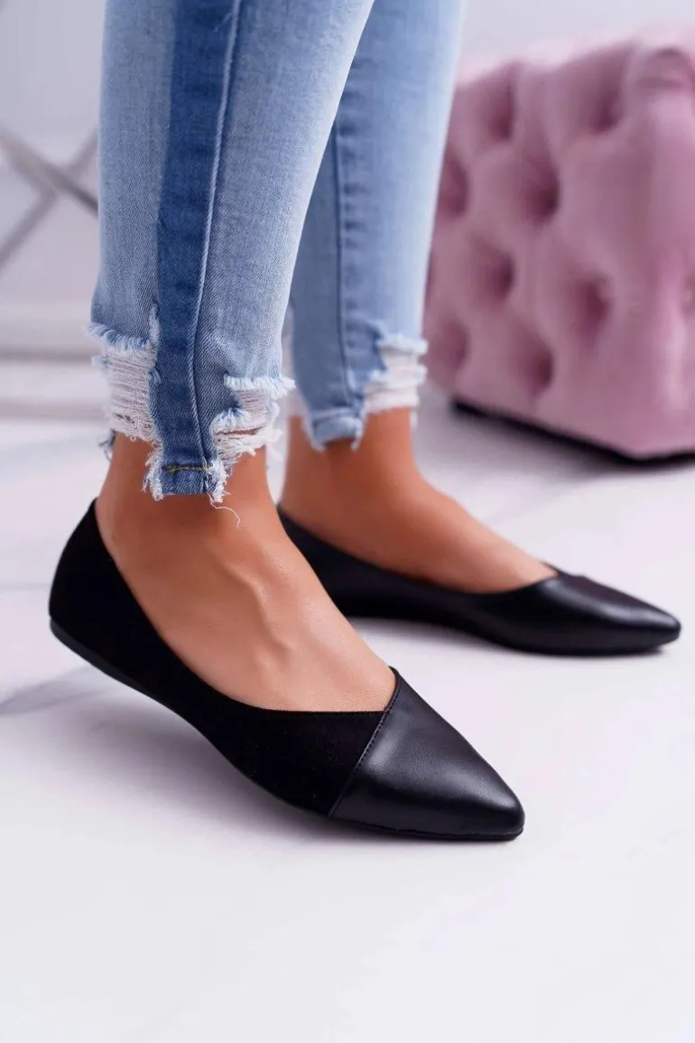 Baleriny Damskie Czarne Tergo