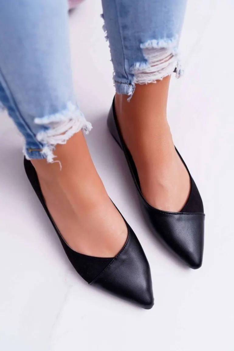 Baleriny Damskie Czarne Tergo
