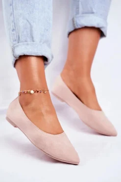 Baleriny Damskie Eko-Zamsz Beżowe Bellissima