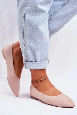 Baleriny Damskie Eko-Zamsz Beżowe Bellissima