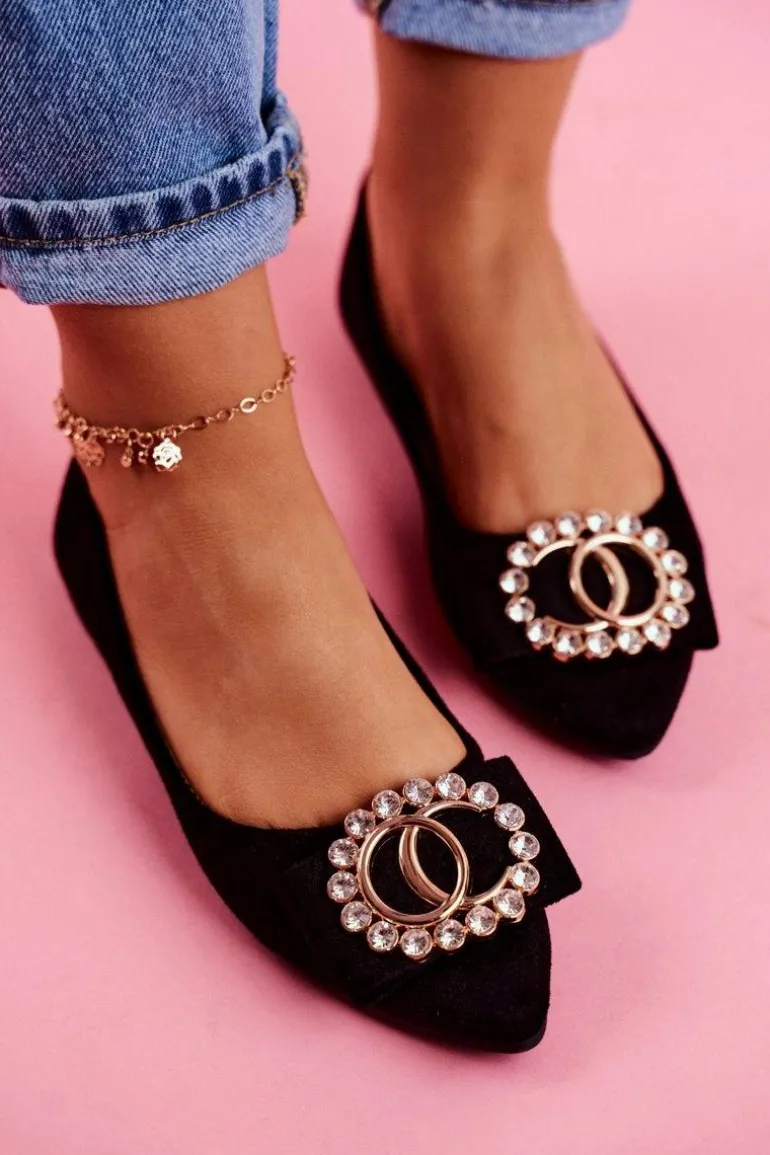 Baleriny Damskie Eko-Zamsz Czarne Montreal