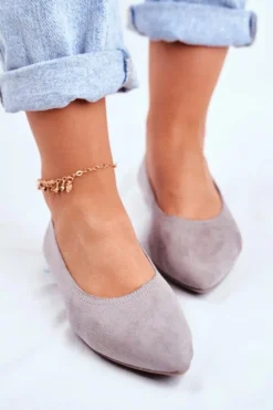 Baleriny Damskie Eko-Zamsz Szare Bellissima