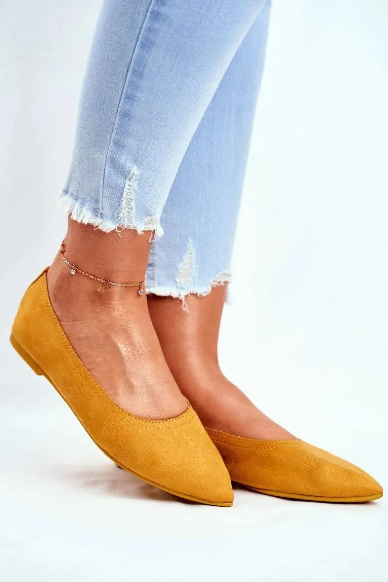 Baleriny Damskie Eko-Zamsz Żółte Bellissima