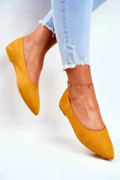 Baleriny Damskie Eko-Zamsz Żółte Bellissima