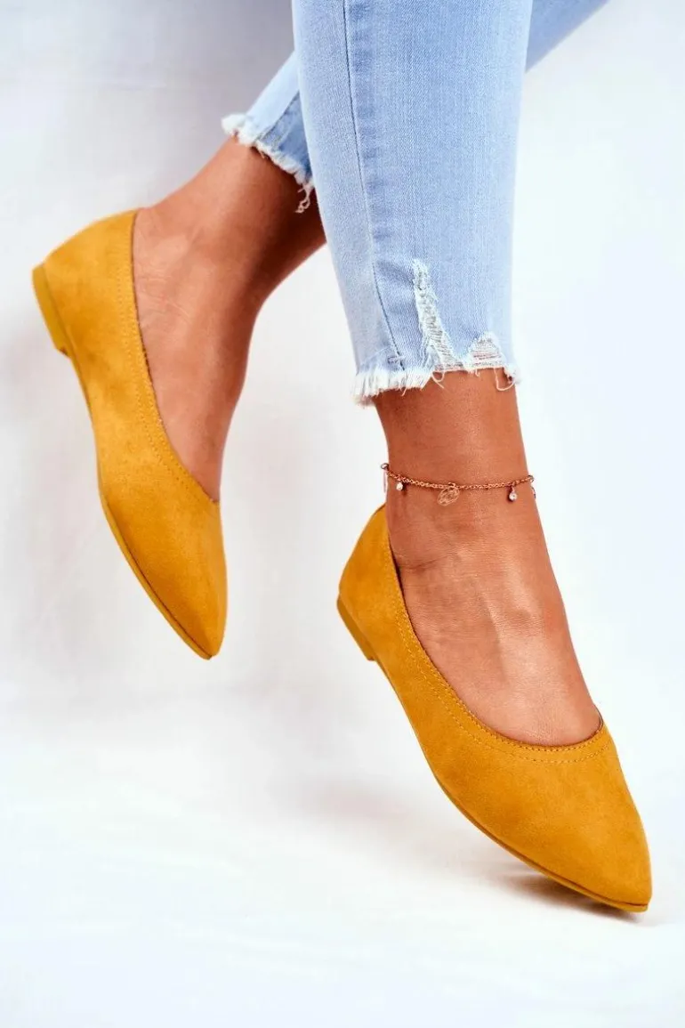 Baleriny Damskie Eko-Zamsz Żółte Bellissima