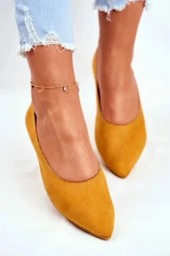 Baleriny Damskie Eko-Zamsz Żółte Bellissima