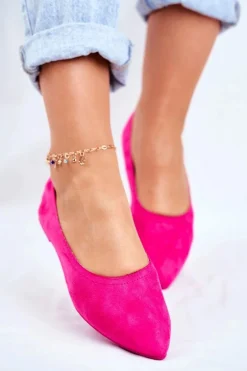 Baleriny Damskie Eko-Zamsz Fuksja Bellissima