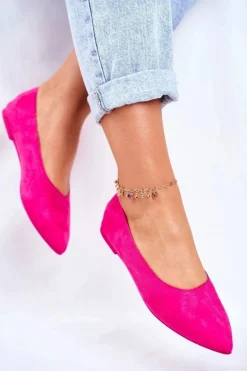 Baleriny Damskie Eko-Zamsz Fuksja Bellissima