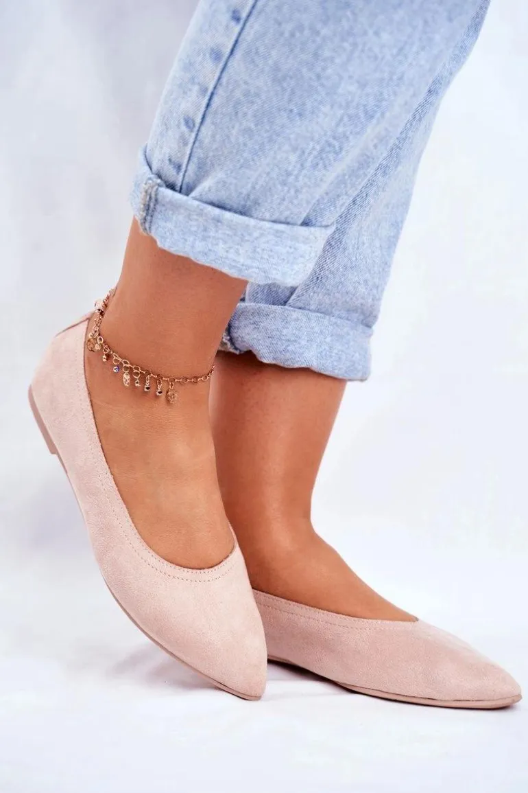 Baleriny Damskie Eko-Zamsz Różowe Bellissima