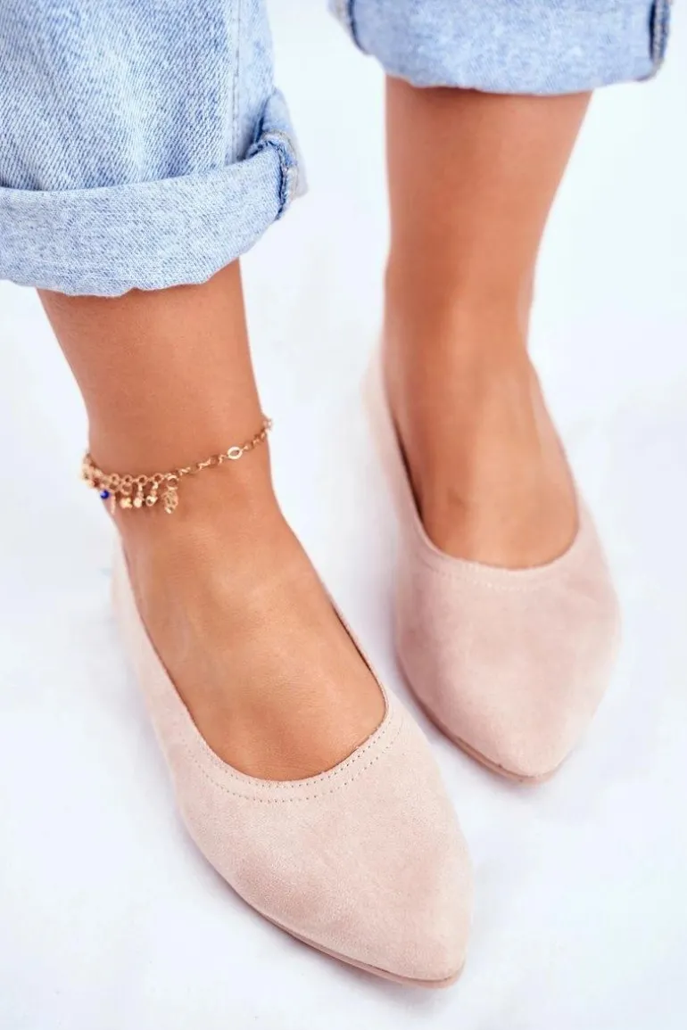 Baleriny Damskie Eko-Zamsz Różowe Bellissima