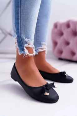 Baleriny Damskie Eleganckie Czarne LaDonna