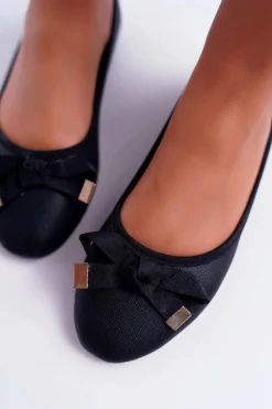 Baleriny Damskie Eleganckie Czarne LaDonna