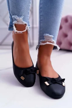 Baleriny Damskie Eleganckie Czarne LaDonna