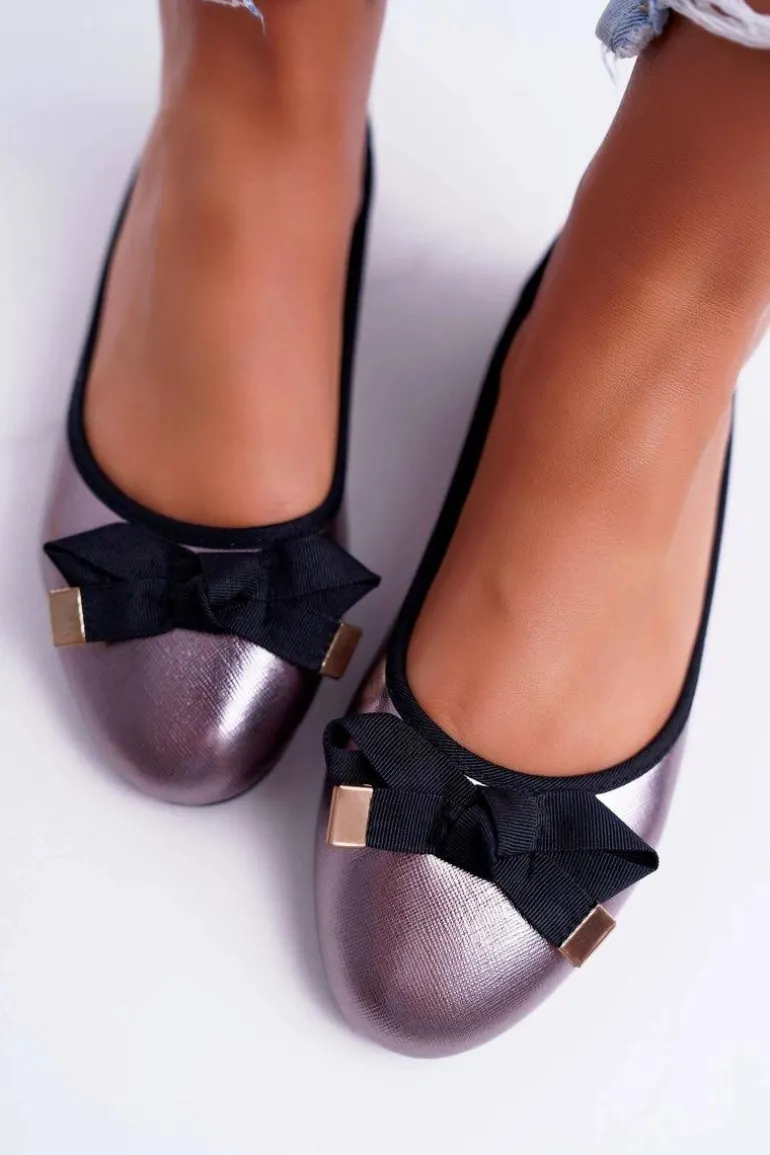 Baleriny Damskie Eleganckie Grafitowe LaDonna