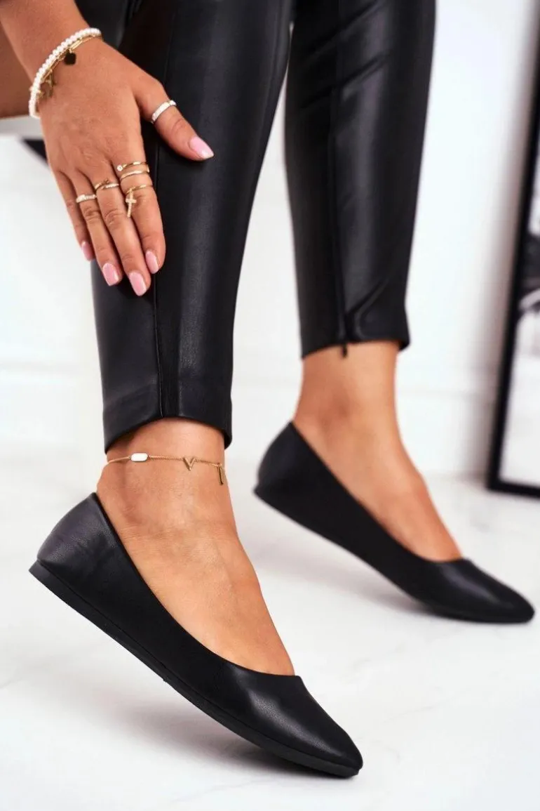 Baleriny Damskie Eleganckie Czarne Maude